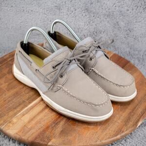 Sperry Top Sider Boat Shoes Womens 9.5M Songfish Slip On Flats STS95674 Gray Tan